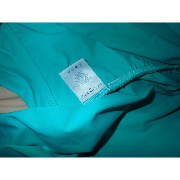 Lands' End Womens 14 Tankini Top Swim Swimsuit Aqua Green Ruffle Underwire 2pc - Picture 6 of 9